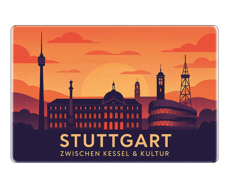 Souvenir Foto Magnet Steingut Stuttgart 6x4,5cm