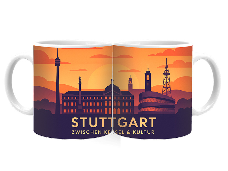 Souvenir Foto Keramik Tasse Stuttgart Ø8x9,5cm