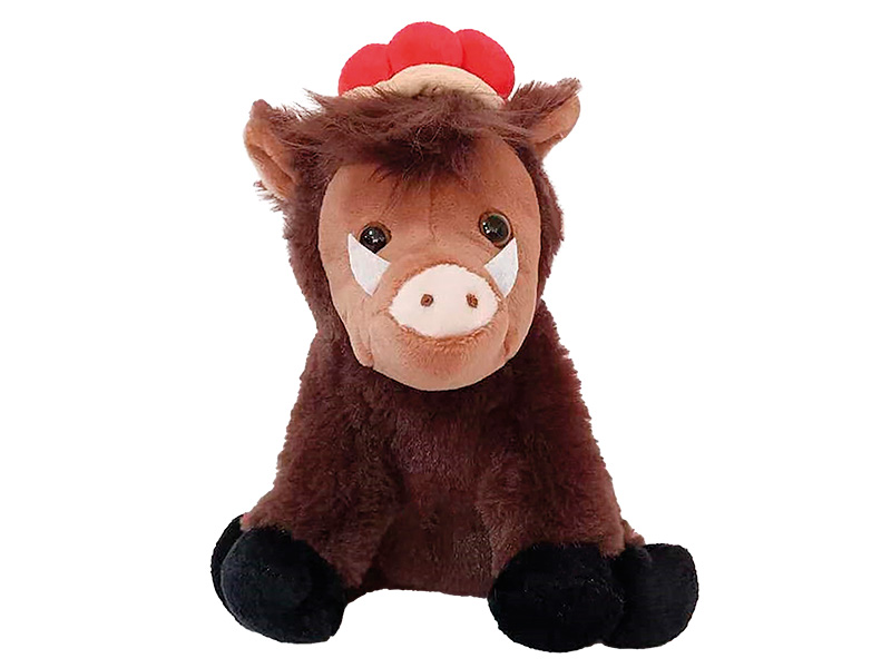 Wildschwein aus Plüsch mit Bollenhut, 16x14x20cm    Wildschwein aus Plüsch mit Bollenhut, 16x14x20cm