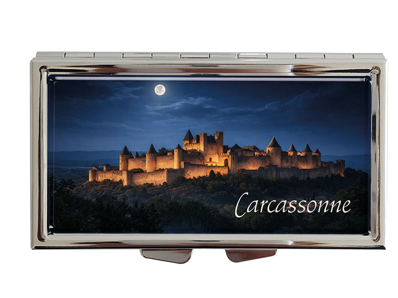 Souvenir Pillendose Carcassonne aus Metall 8,5x4,5cm