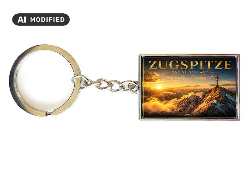 Souvenir Schlüsselanhänger Zugspitze aus Metall 10x3cm