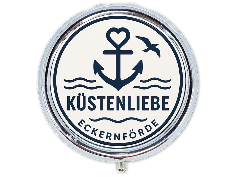 Souvenir Pillendose Eckernförde aus Metall Ø5cm