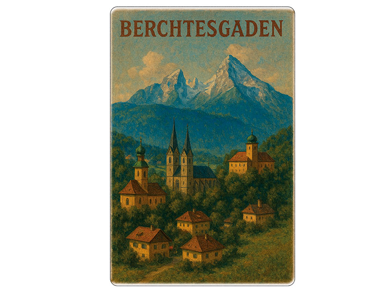 Souvenir Foto Magnet Steingut Berchtesgaden 6x4,5cm