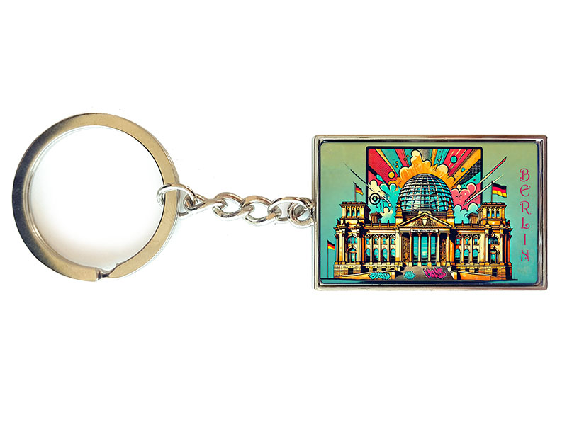 Souvenir Schlüsselanhänger rechteckig aus Metall Berlin 3x10cm Souvenir Schlüsselanhänger rechteckig aus Metall Berlin 3x10cm
