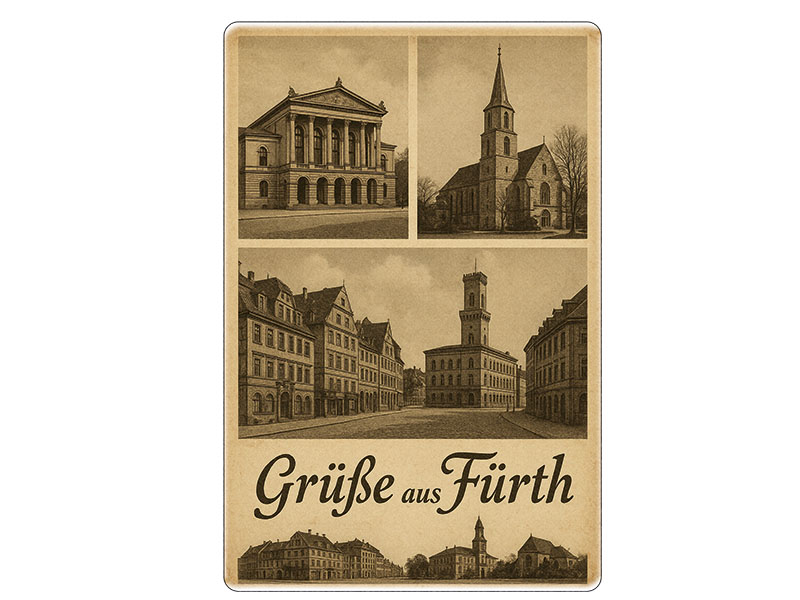 Foto ricordo magnetica Fürth in gres, 6x4,5 cm