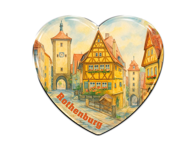 Souvenir Photo magnet heart Rothenburg 6,5x6cm