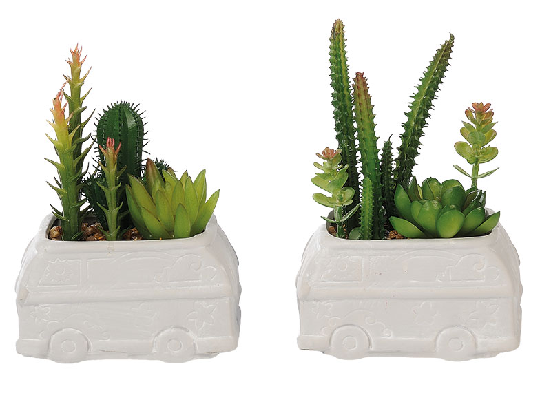 17357 Keramik Pflanztopf Bus