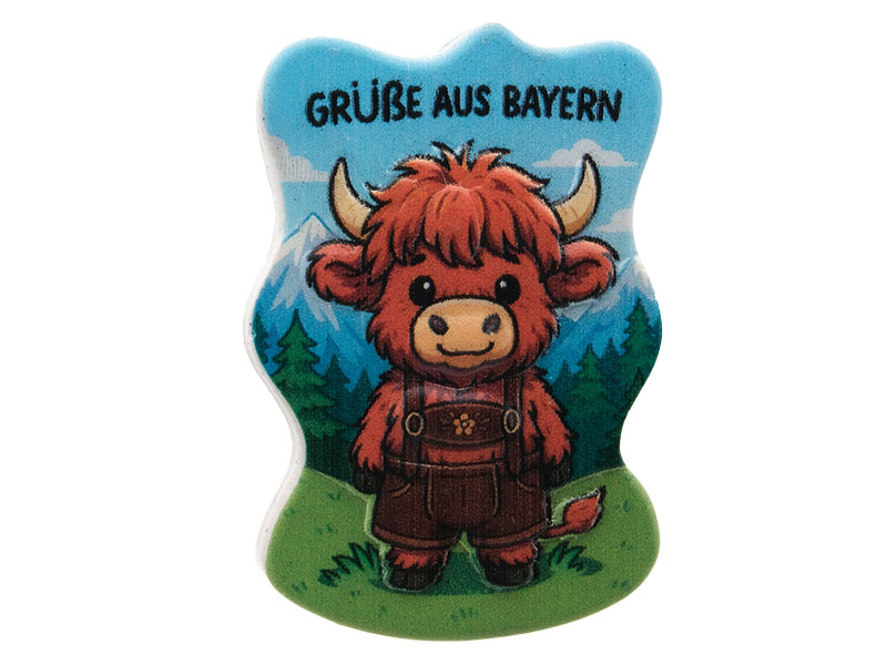 3D magnet highland cuttle with leatherpants 5x0,5x7,5cm