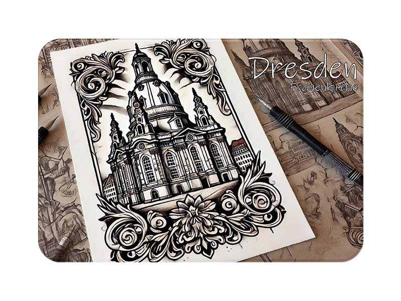 Souvenir Foto Kunststoff Magnet Dresden 8x5cm