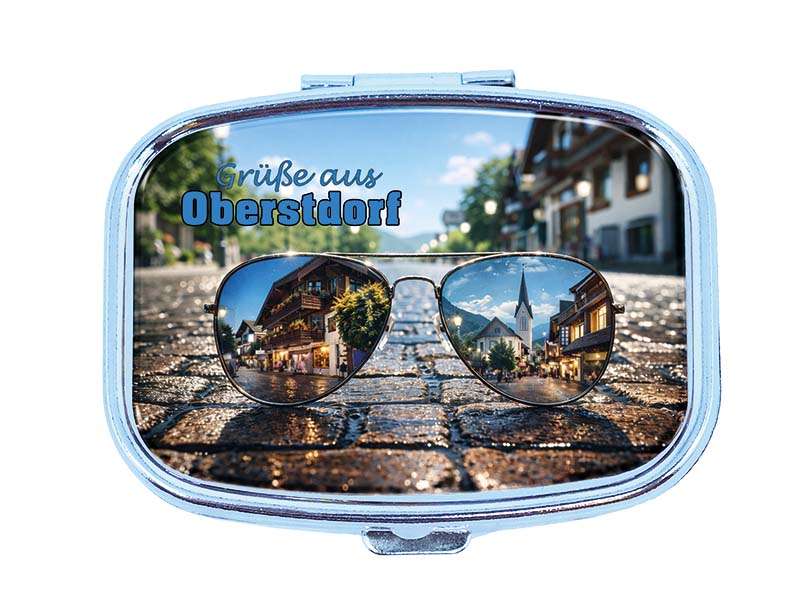 Souvenir Pillendose Oberstdorf aus Metall 6x4,5cm