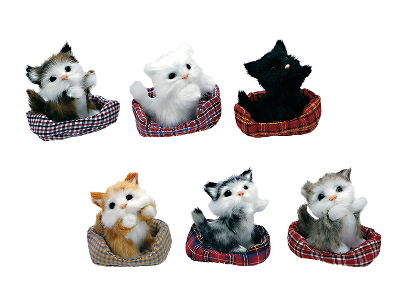 Deko Katze mit Kunstfell 9x5x9cm    Deko Katze mit Kunstfell 9x5x9cm