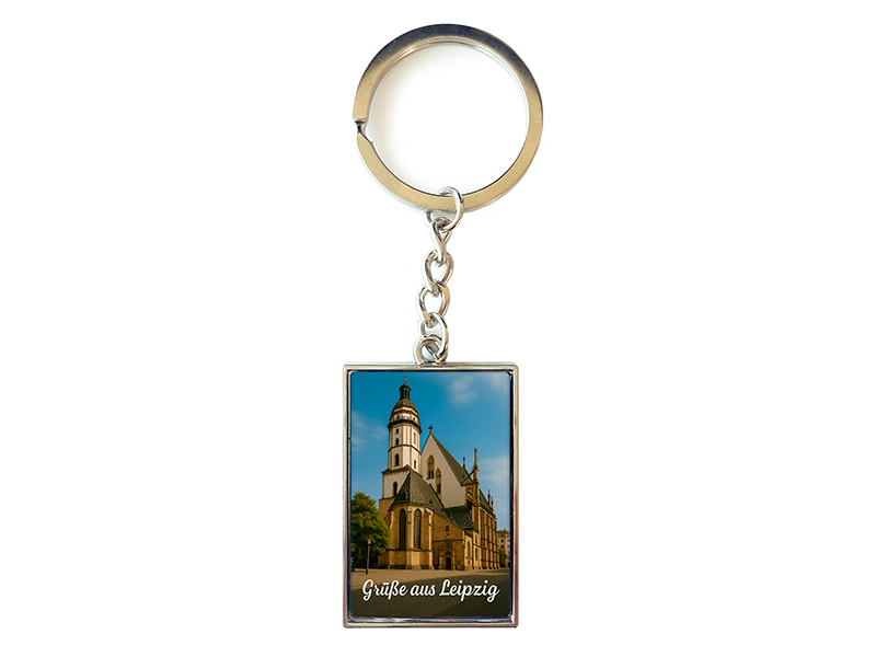 Souvenir Schlüsselanhänger rechteckig aus Metall Leipzig 3x10cm