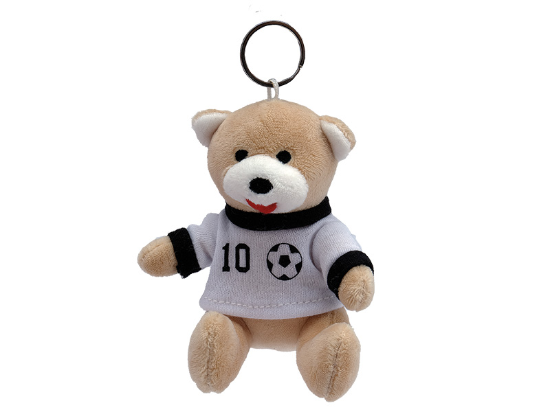 Bär mit Trikot aus Plüsch, Schüsselanhänger, 9x7x11cm    Bär mit Trikot aus Plüsch, Schüsselanhänger, 9x7x11cm