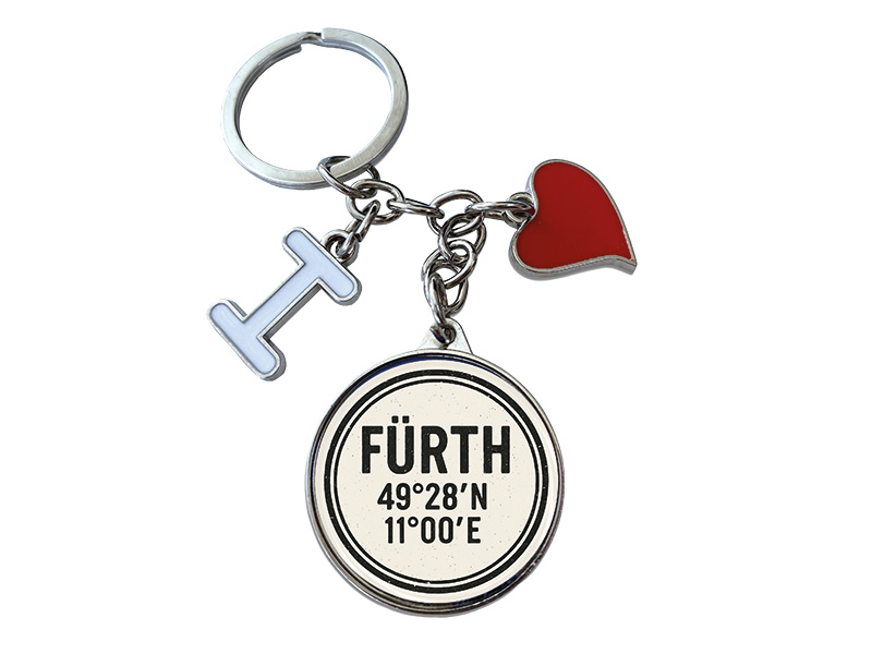 Souvenir metal keyring Fürth 12x4cm