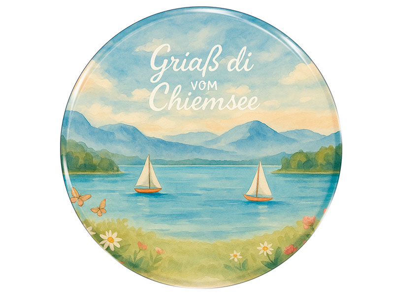 Souvenir Foto Magnet rund Chiemsee Ø7cm Souvenir Foto Magnet rund Chiemsee Ø7cm
