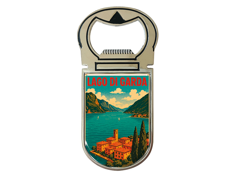 Souvenir Magnet Kapselheber aus Metall Gardasee 4x9cm