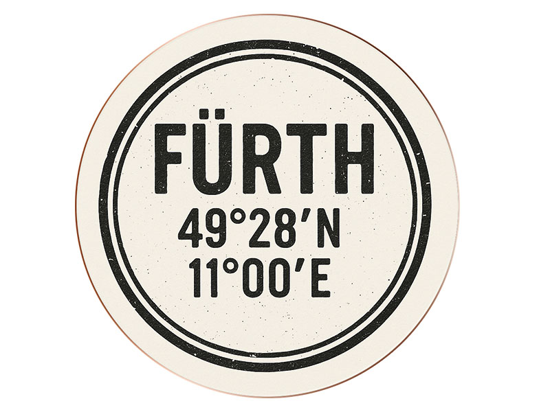 Souvenir wooden magnet coaster Fürth Ø10cm