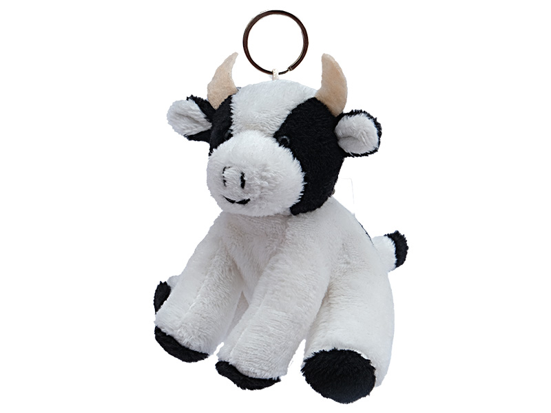 Plush cow black/white 7x7x9cm, with keychain