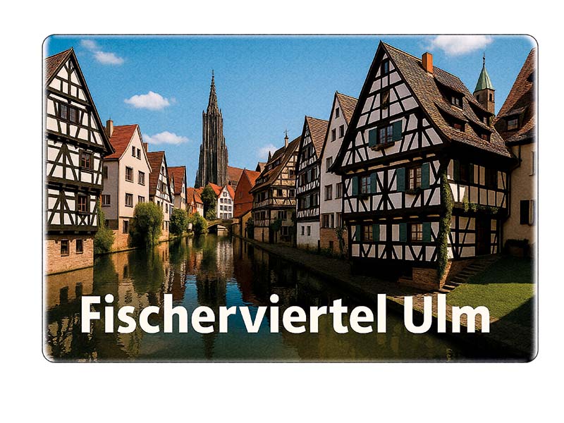 Souvenir Foto Magnet Steingut Ulm 6x4,5cm