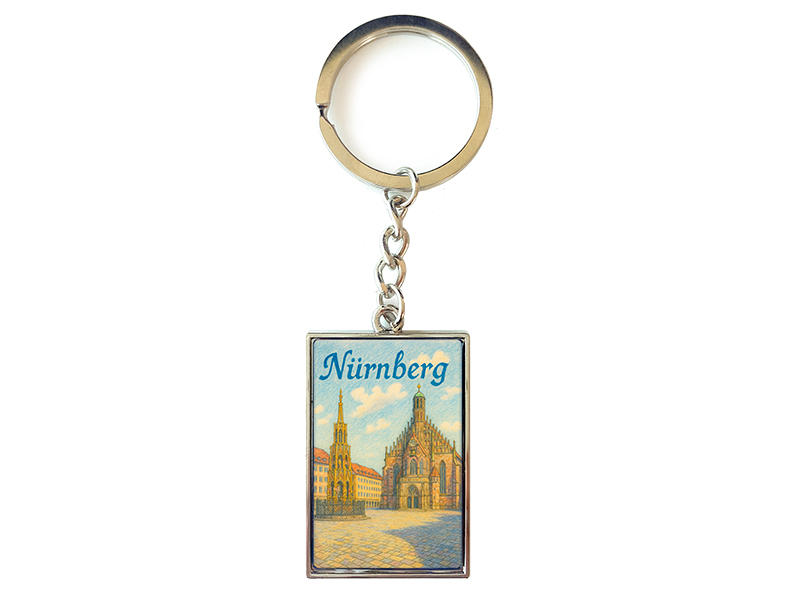 Souvenir Schlüsselanhänger rechteckig aus Metall Nürnberg 3x10cm
