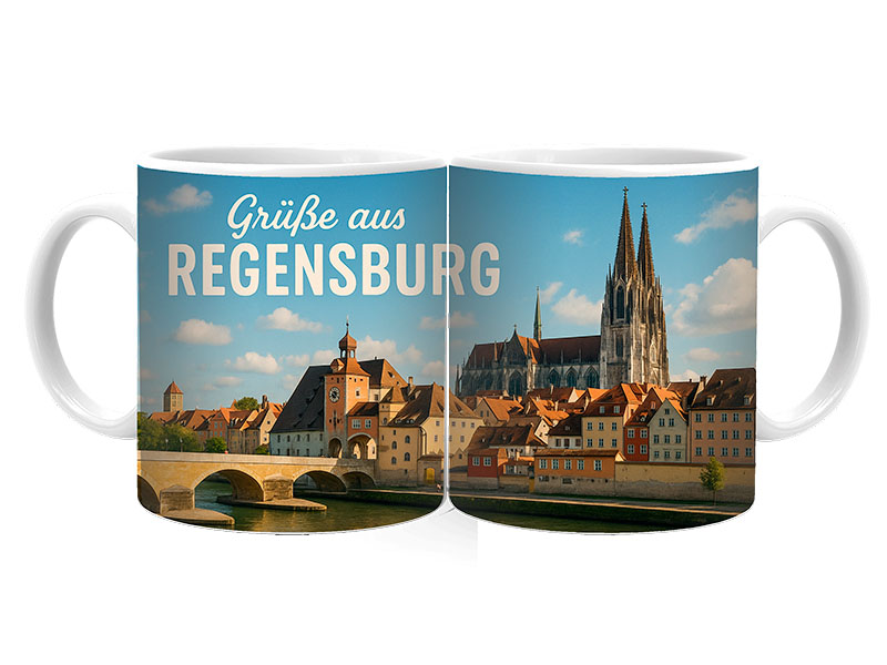 Souvenir Foto Keramik Tasse Regensburg Ø8x9,5cm