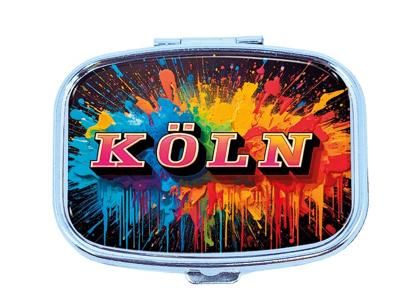 Souvenir Pillendose rechteckig aus Metall Koeln 6x4,5cm