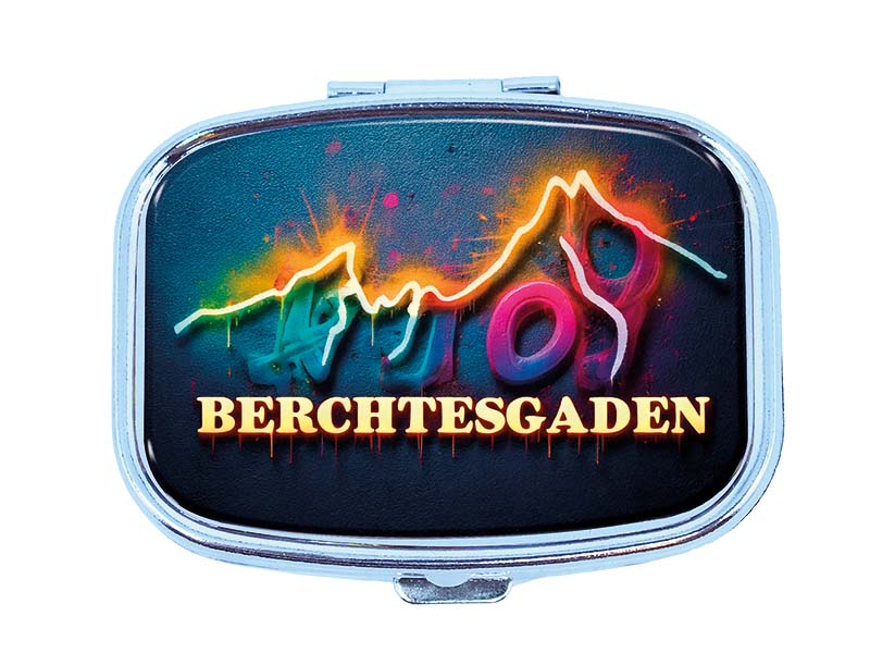 Souvenir Pillendose rechteckig aus Metall Berchtesgaden 6x4,5cm Souvenir Pillendose rechteckig aus Metall Berchtesgaden 6x4,5cm