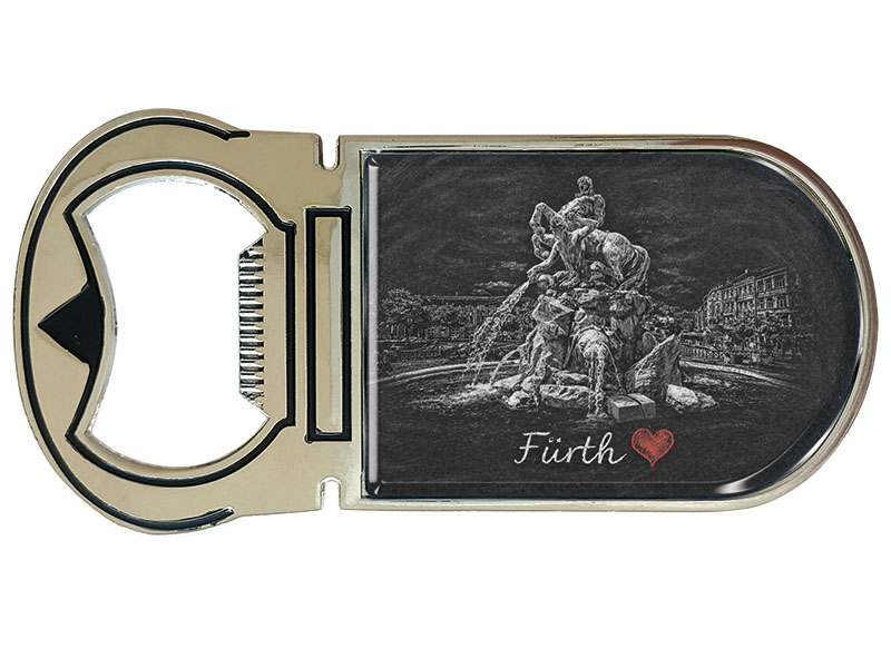 Souvenir Kapselheber Magnet Fürth aus Metall 4x9cm