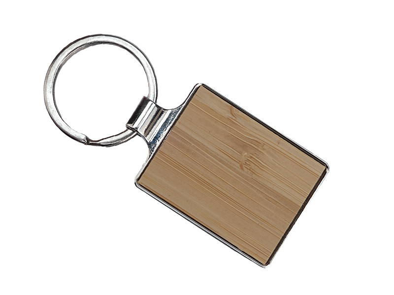Keychain with bamboo wood pendant 4,5x0,5x3,5cm