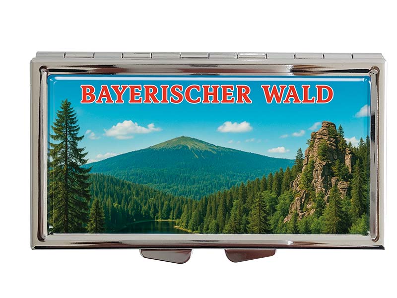Souvenir Metall Pillendose BayerischerWald 8,5x4,5cm