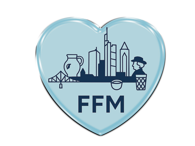 Souvenir Photo magnet heart Frankfurt 4x4cm