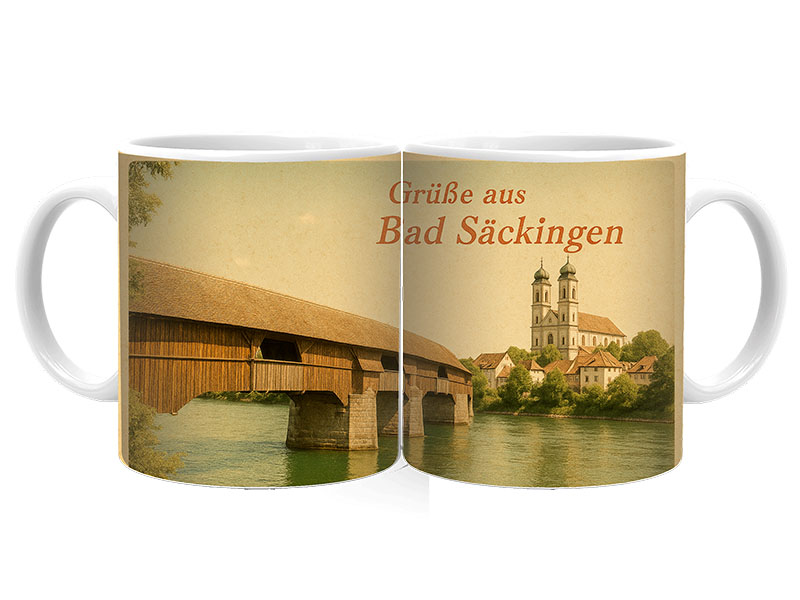 Souvenir Foto Keramik Tasse Bad Säckingen Ø8x9,5cm