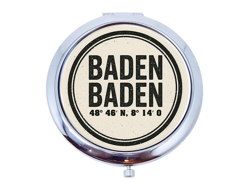 Souvenir Taschenspiegel Baden-Baden aus Metall Ø7cm