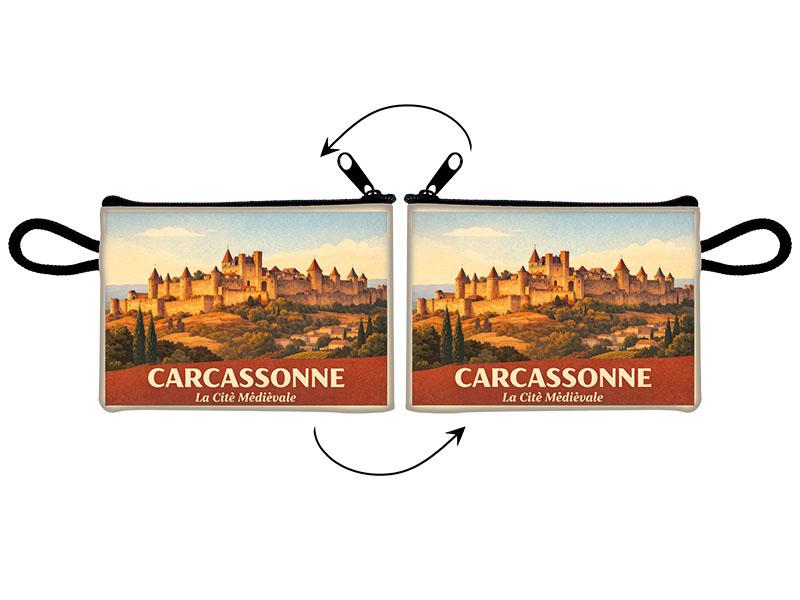 Souvenir Täschchen Carcassonne aus Kunstleder 11x8cm