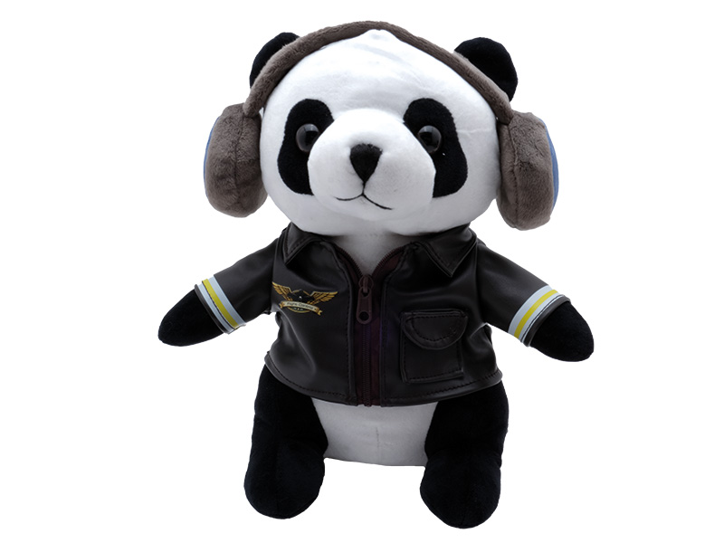 Panda mit Pilotenuniform aus Plüsch 26x12x26cm
