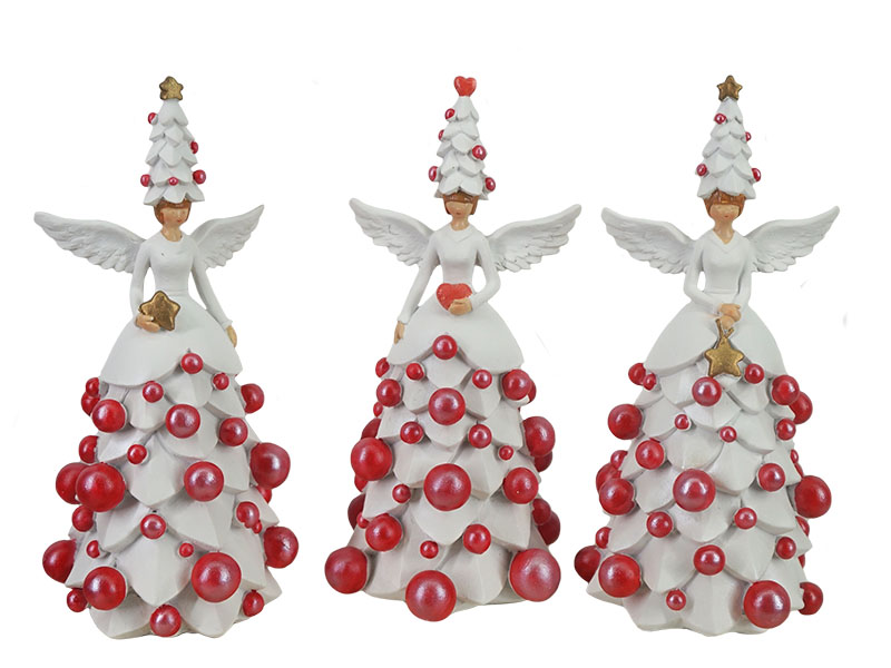 18056 Poly Engel mit Weihnachtskugeln