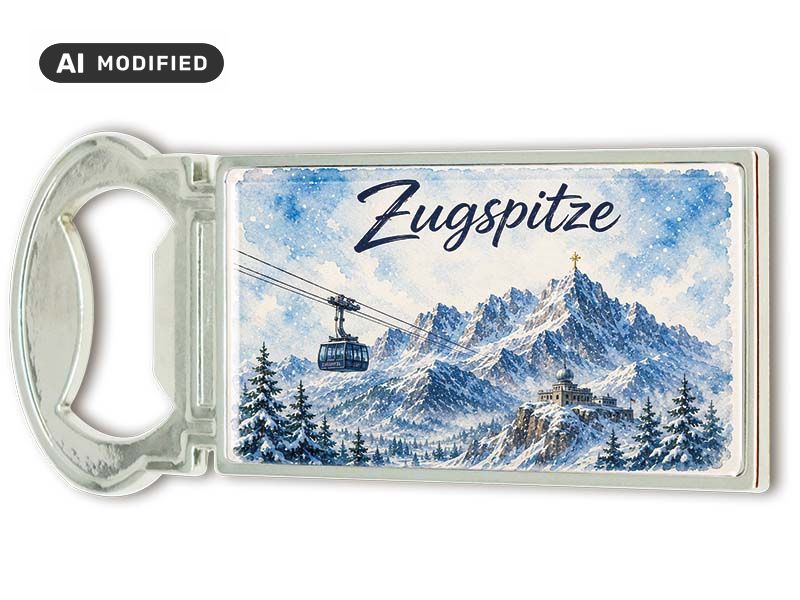 Souvenir metal magnet bottle opener Zugspitze 3x9cm
