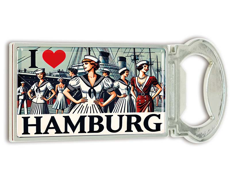 Souvenir Magnet Kapselheber aus Metall Hamburg 3x9cm Souvenir Magnet Kapselheber aus Metall Hamburg 3x9cm