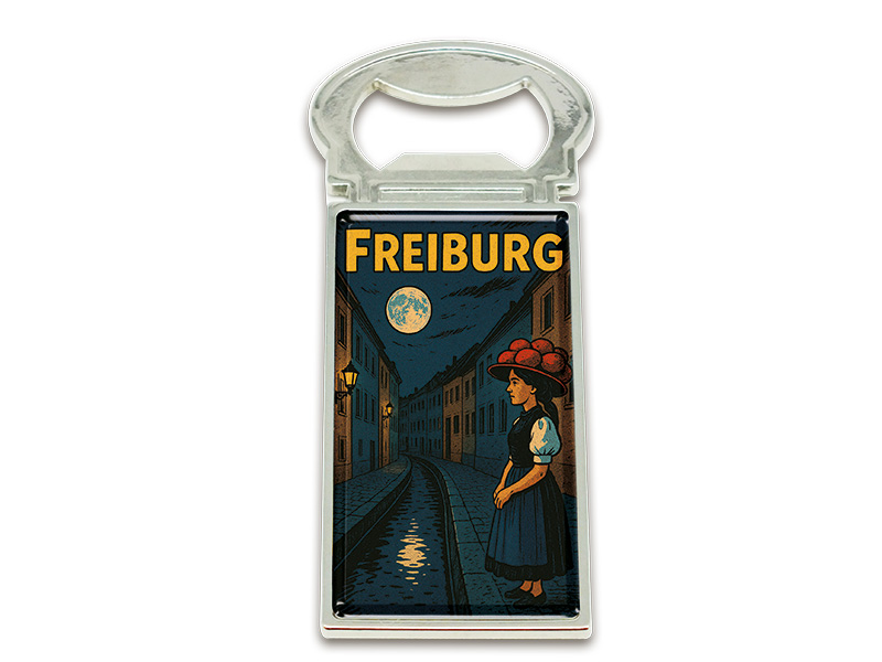 Souvenir Magnet Kapselheber aus Metall Freiburg 3x9cm Souvenir Magnet Kapselheber aus Metall Freiburg 3x9cm