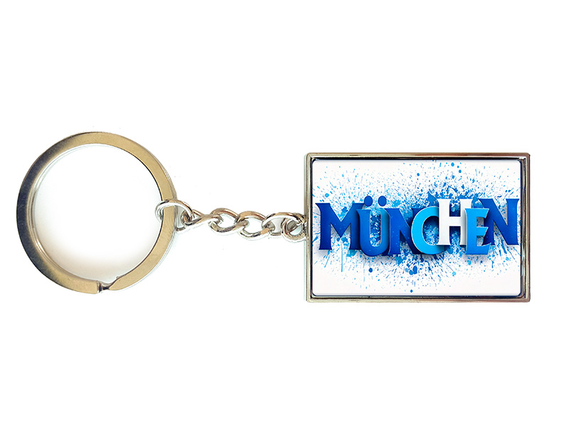Souvenir Schlüsselanhänger rechteckig aus Metall München 3x10cm Souvenir Schlüsselanhänger rechteckig aus Metall München 3x10cm