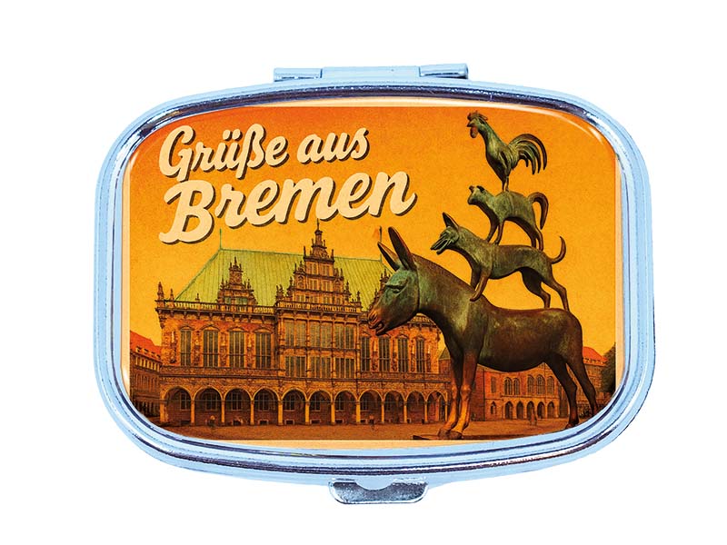 Souvenir Pillendose rechteckig aus Metall Bremen 6x4,5cm Souvenir Pillendose rechteckig aus Metall Bremen 6x4,5cm