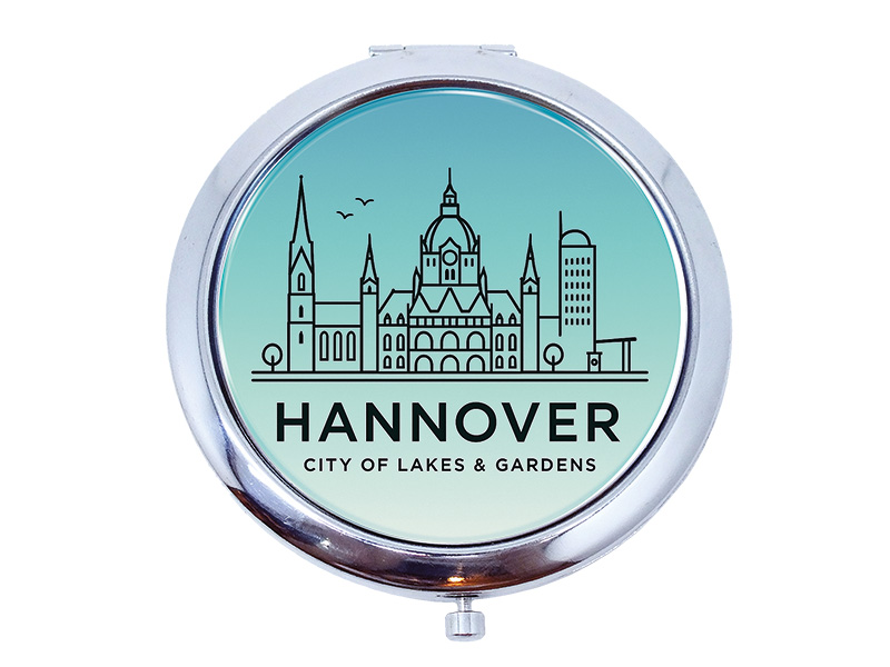 Souvenir Taschenspiegel Hannover aus Metall Ø7cm