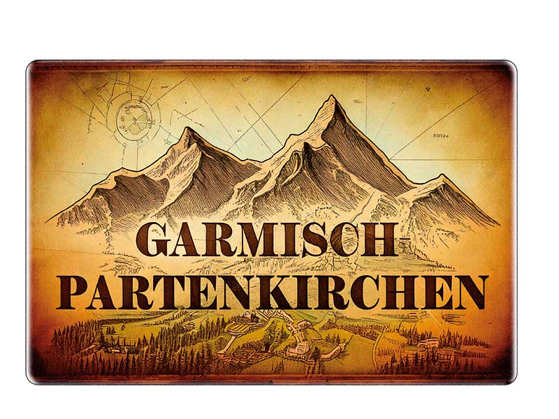 Souvenir Foto Magnet Steingut Garmisch 6x4,5cm