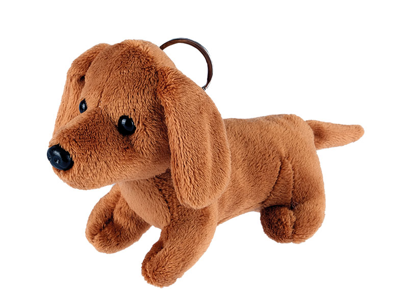 Dackel aus Plüsch  mit Schlüsselanhänger, 14x6x9cm    Dackel aus Plüsch  mit Schlüsselanhänger, 14x6x9cm