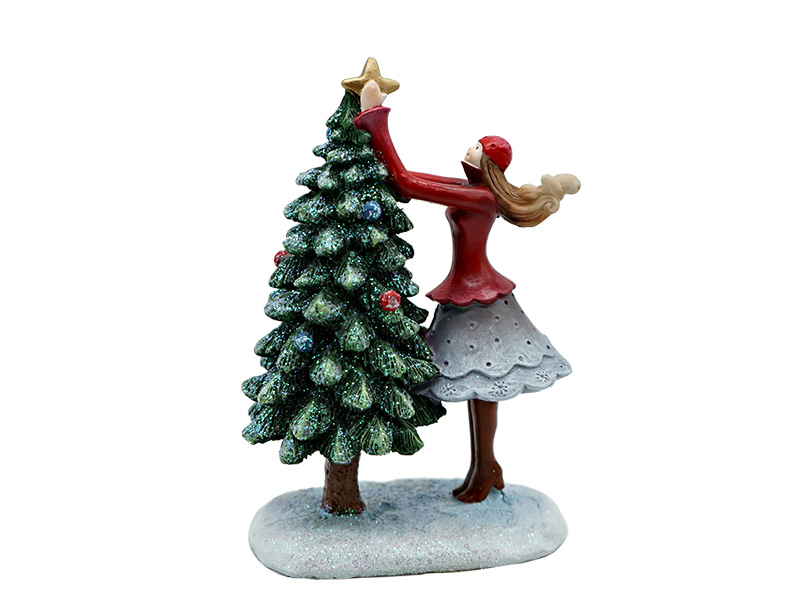 18046 Poly Dame mit Weihnachtsbaum