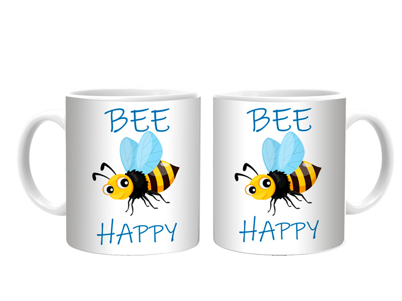 19136 Keramik  Foto Tasse bee happy