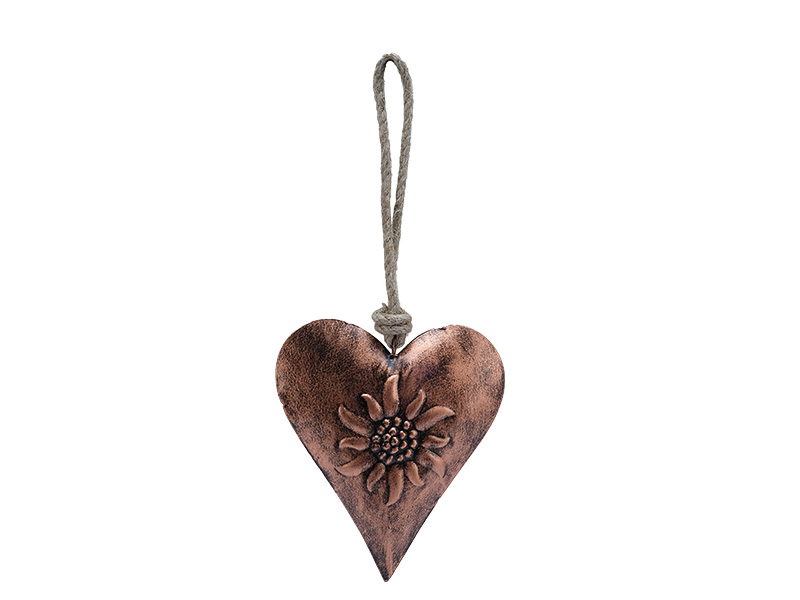 Metal heart with Edelweiss 15x3x18cm