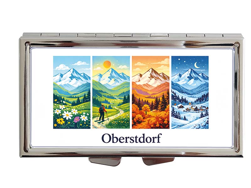 Souvenir Metall Pillendose Oberstdorf 8,5x4,5cm