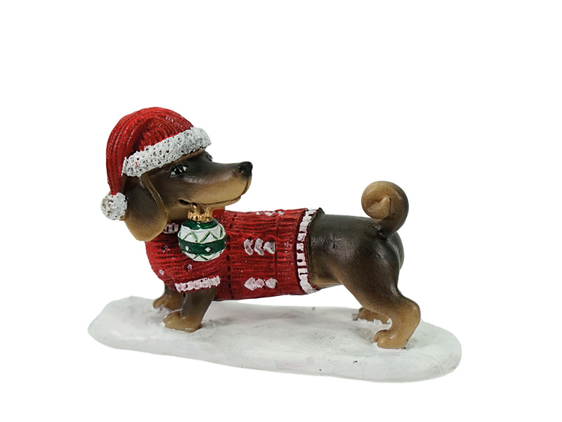 18130 Poly Dackel mit Weihnachtsmütze