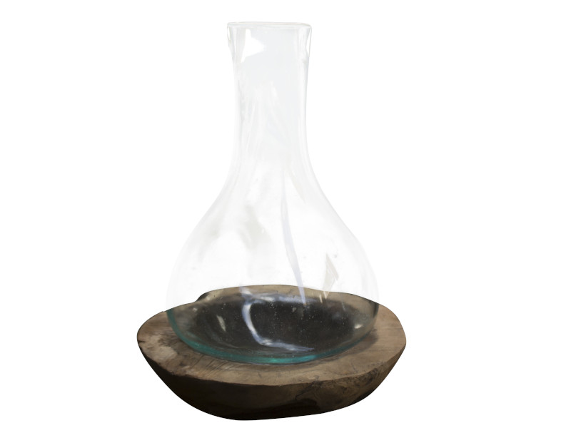27002 Naturholzschale mit Glasvase